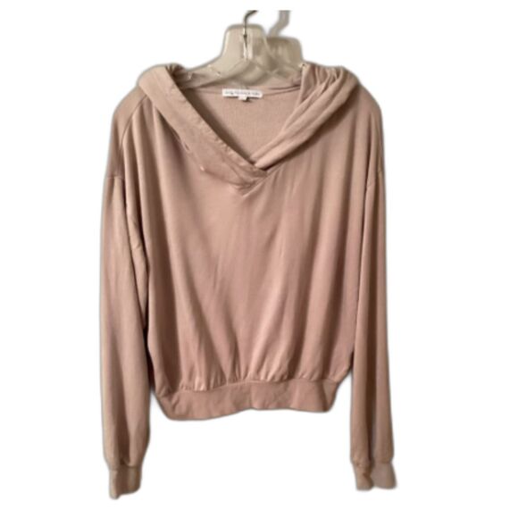 YOUNG FABULOUS AND BROKE SIZE LARGE TAN DOLMAN SLEEVE PULLOVER CROPPED HOODIE - Picture 1 of 7